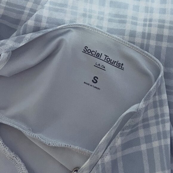 Hollister Co. Women's White and Blue Checkered Dress Social Tourist Collection - Picture 3 of 4